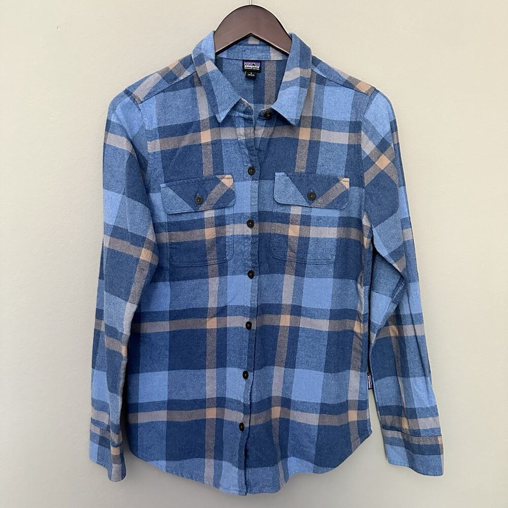 Patagonia Blue Plaid Organic Cotton Fjord Flannel Shirt Gorpcore Preppy Outdoor
